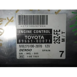 ENGINE CONTROL UNIT Toyota Yaris 2005 1.3 89661-0D071
