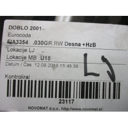 STEKLO  ZADAJ DESNA Fiat Doblo 2002 1.2 FIA3354.030